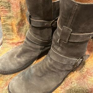 Fiorentini + Baker Charcoal Leather Buckle Boots